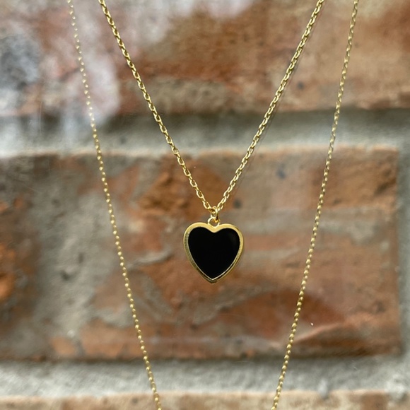 Black and Gold Heart Shaped Necklace - Picture 2 of 2